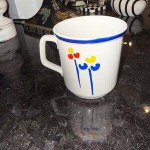 Riva Designs Tulip Tyme Coffee Tea Cup Floral Mug 3.5" Retro Diner Grandma Core